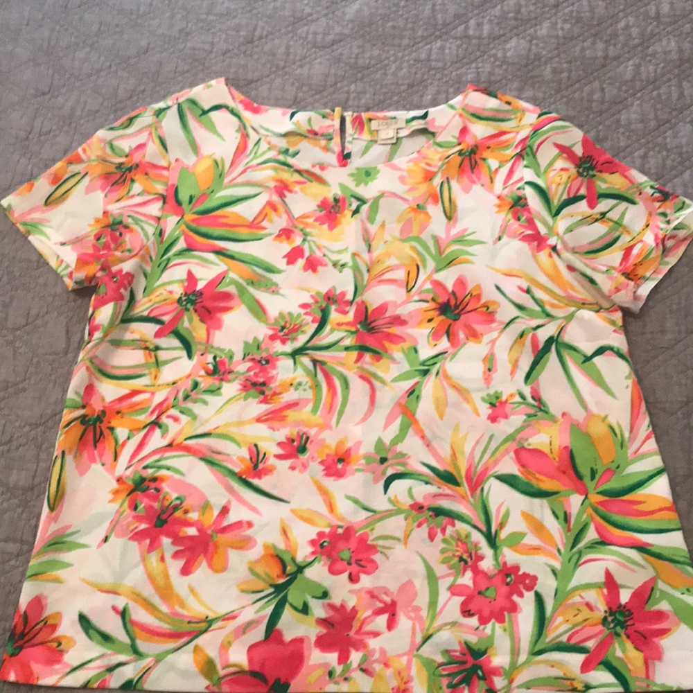 J. Crew cap short sleeve flower top